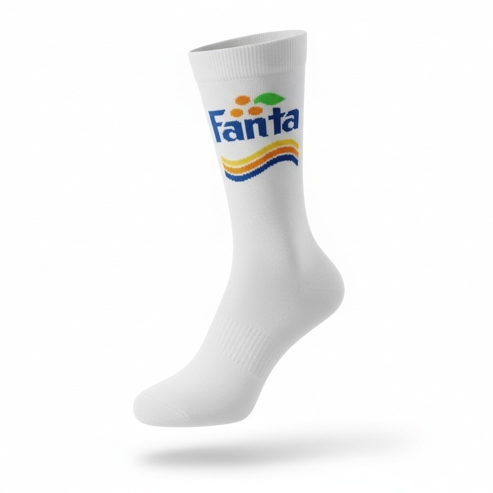 Fanta Tri Color Stripe Socks One Size Men's US Size 7-12 White Crew NWT